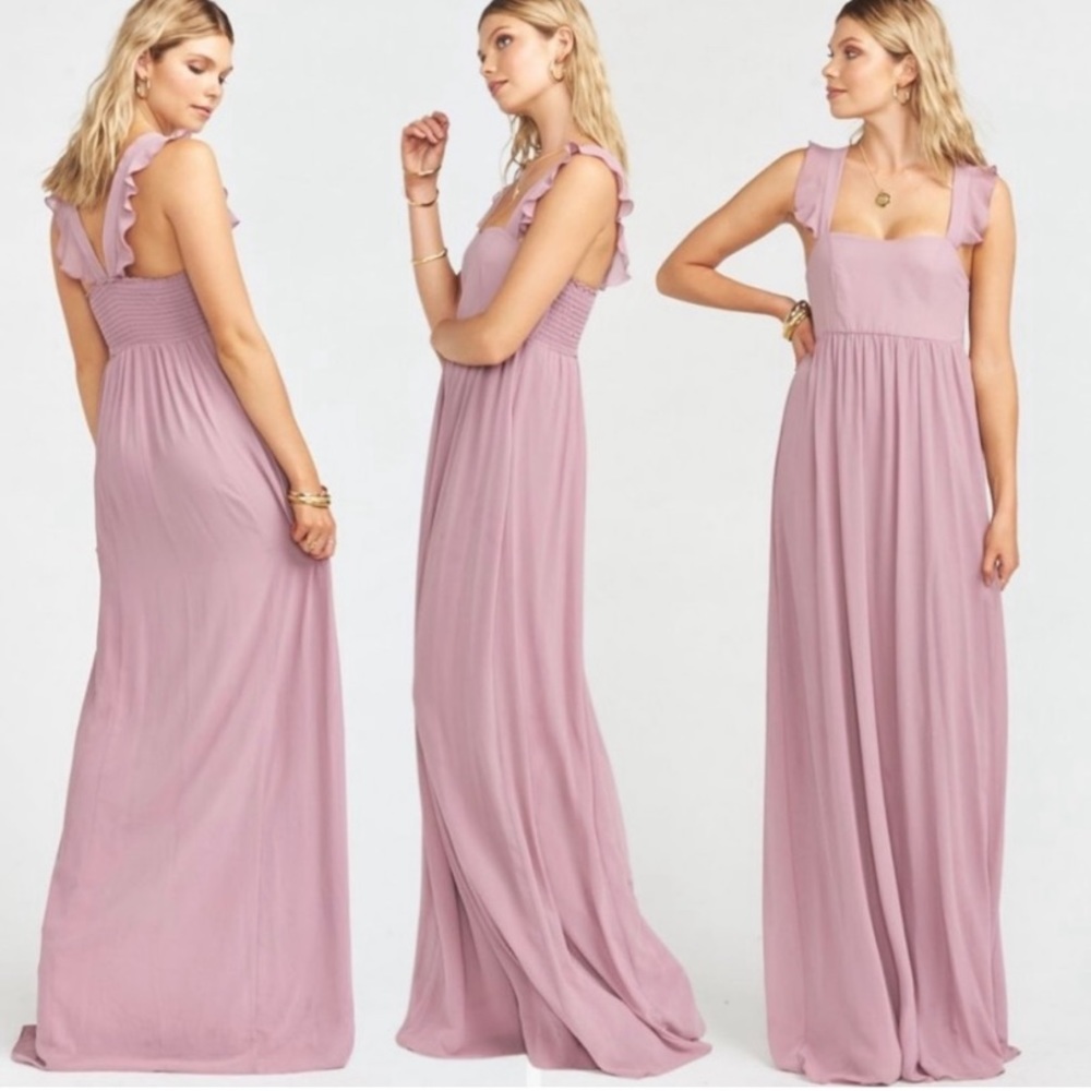 Show Me Your Mumu June Maxi Bridesmaid Dress in Antique Rose Chiffon